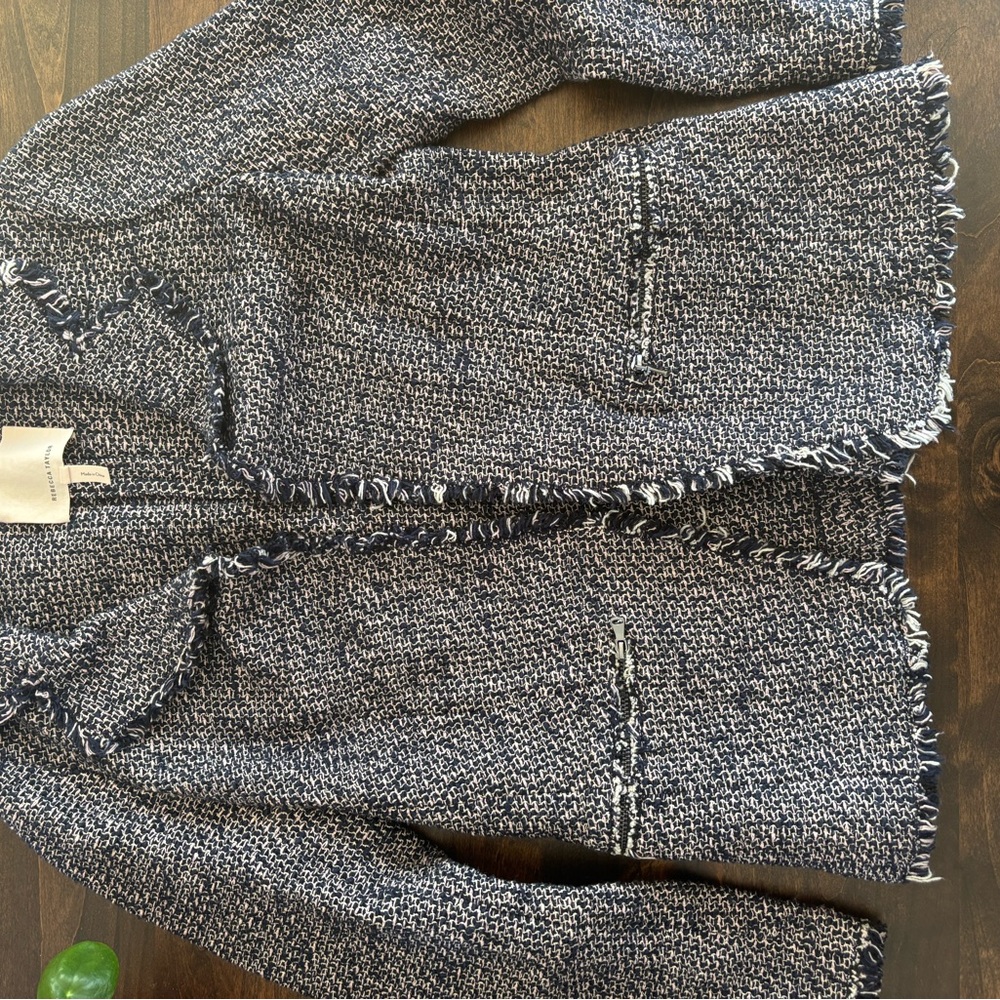 Rebecca Taylor Women's Tweed Jacket - Blue and White
